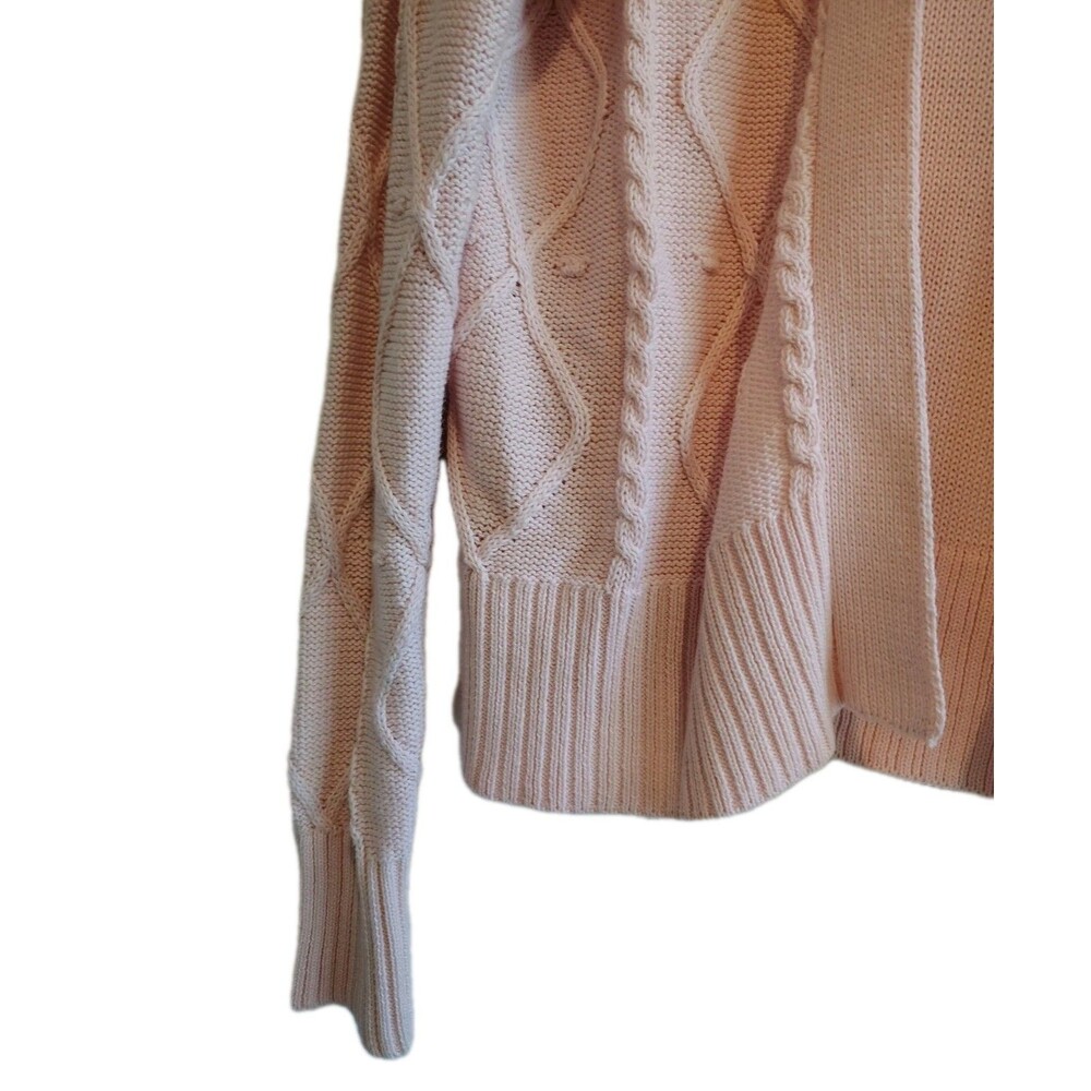 Bellini Pale Pink Cable Knit Open Front Cardigan Size Medium Soft Cozy Layering - Picture 7 of 12